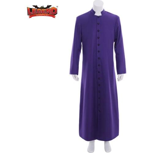 Cosplay legend Catholic Priests Clergyman Purple Cassock Clergy robe Vestments Medieval Ritual lady Robe H001