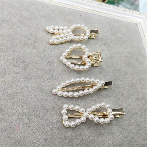 Korea Pearl Barrettes with Bowknot for Women Ladies Elegant Jewelry Hairgrips Valentines Day Hair Pins Hair Accessories