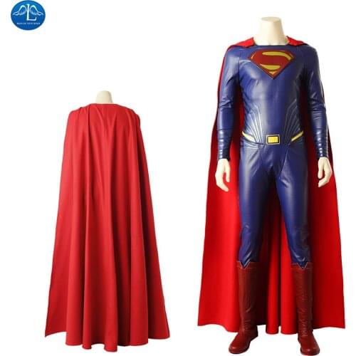Manluyunxiao Men Super Man of Steel Cosplay Costumes Superhero Justice Jumpsuit Halloween Zentai Suit Cloak