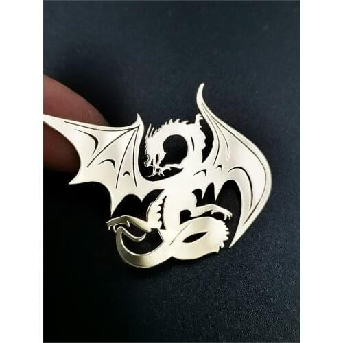 2 Pcs Metal Adhesive Dragon Badge Chrome Decals Windows Box Cellphone Case Cover Stickers Plate for Car Ipad Iphone and Laptop