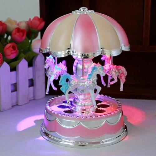 LED Light Merry-Go-Round Music Box Christmas Birthday Gift Toys Carousel