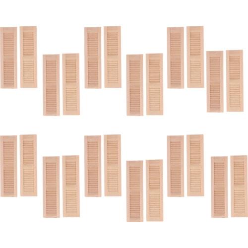 Set of 24pcs 1/12 Dollhouse Miniature Wood Shutters DIY Louver Windows Furniture Room Accessory