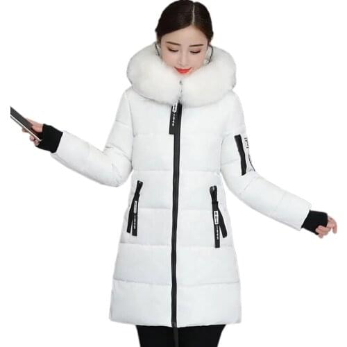 New Parka Women 2021 Winter Jacket Women Coat Hooded Outwear Female Parka Thick Waem Cotton Padded Fur collar Winter Basic Coats
