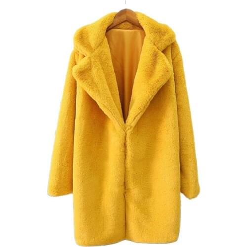 2021 New Faux Fur Jacket Winter Ladies Long Lapel Coat Luxury Women Warm Make Quality Fluffy Soft Fur Coat Outerwear