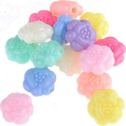 Wholesale 1300pcs 11mm Carved Rose Flower Shape Pastel Colors Acrylic Beads DIy Jewelry Findings Ornament Accessories Beads