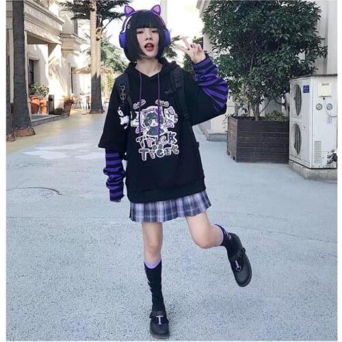 Autumn Winter Women Hoodies Kawaii Grunge Style Fashion Hoodie Pullovers Anime Sweatshirts Y2k Oversize Plus Size Female Tops