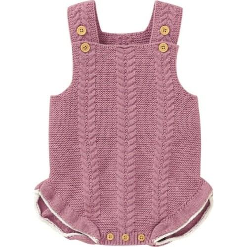 Autumn Infant Baby Girls Sleeveless Knitted Wool Solid Print Rompers Kids Bodysuit New