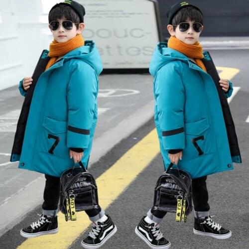 Baby Boys Trench Coats Tops 2020 Autumn Winter Teens Outerwear 2 Colors Hooded Boys Down Cotton Parkas Kids Windproof Outwear