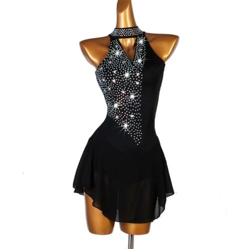 Figure Skating Dress Women girl Ice Skating Dress figureskates Gymnastics Costume custom rhinestone red,black B080