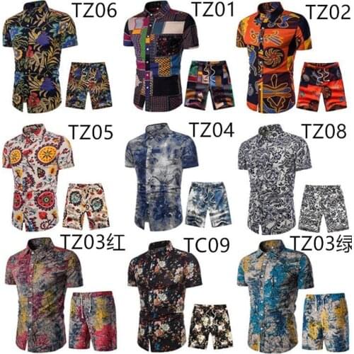 Casual Tracksuit Summer Cotton and Linen Mens Suit Short-Sleeved Shirt Shorts 2-piece Suit Plus Size Short Outwear Track Suit