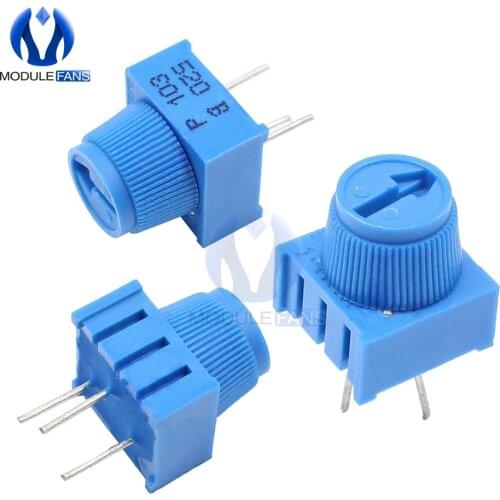 10PCS Potentiometer Resistor 10K Ohm Single Turn Breadboard Trim Potentiometer With Knob for Arduino Trimpot
