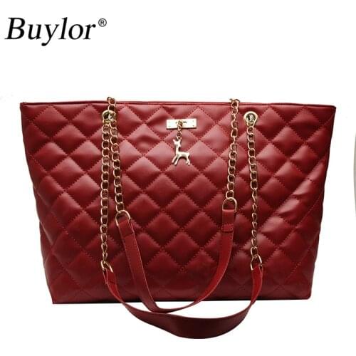 Buylor Luxury Handbags Women Bags Designer PU Leather Large Capacity Handbag Brand Chain Shoulder Messenge Office Lady Bag