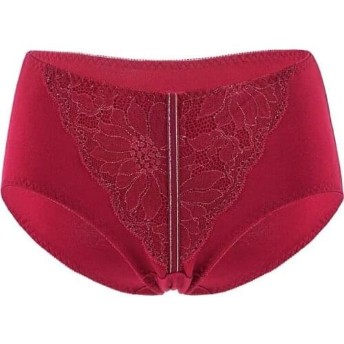 Sexy Womens Lace Panties Plus Size Floral Embroideried Abdomen Mid Rise Underpants Female Underwear Solid Briefs XL XXL 3XL 4XL
