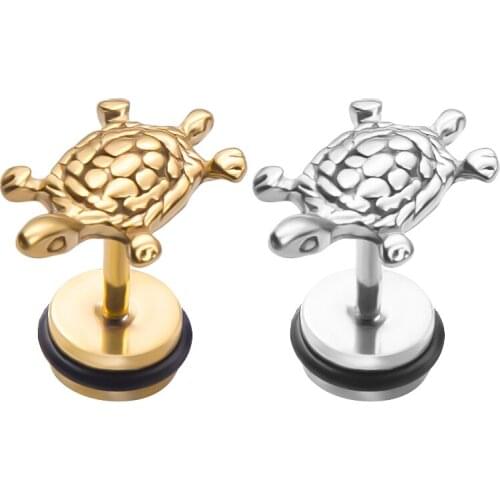 1 Pair Punk Sliver Gold Animal Tortoise Shaped Earring Stud for Men Women Ear Stud Earring Ear Piercing Jewelry