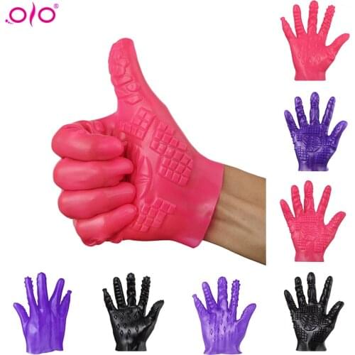 OLO Sex Gloves Masturbation Erotic Finger For Adult Couples Sex Products gloves Sex Shop Toys Gloves purple / pink / black