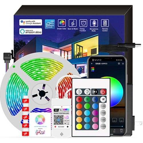 12V 5050 RGB LED Light Strips WIFI With Phone APP Atmosphere Light Ribbon Waterproof Lamp For Festival Party Bedroom Dropship