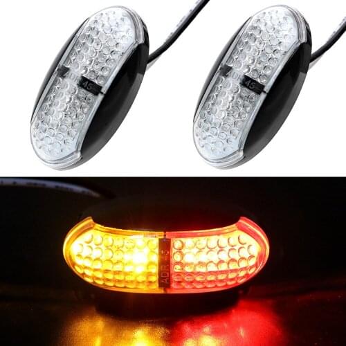 LEEPEE DC 10V-30V 2pcs Red Yellow Signal Light Car-Styling Dark Warning 4 LED Car Side Marker Light For Truck Trailer Boat