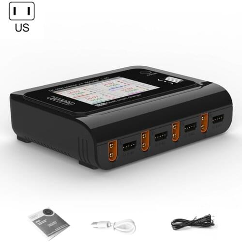 ToolkitRC M4Q DC 50w 5A 1-4S AC 100W 4 Ports XT60 XT30 DC Smart Charger IPS Bright Clear Wide Angle Display