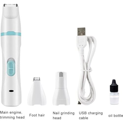 3 IN 1 Dog Hair Trimmer Cat Hair Trimmer USB Rechargeable Pet Clipper Nail Grinder Dog Nail Clippers Pet Grooming Scissors