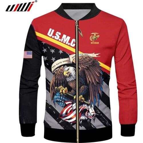 UJWI Drop Jackets Homme Fashion Hooded USA Flag Eagle 3D Tracksuits Print milk Funny Large Size Tops Tees Homme Zipper Jacket