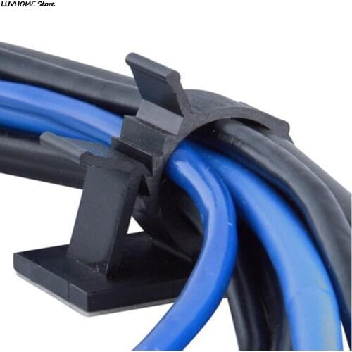 ZLinKJ 10Pcs/lot 13mm Self Adhesive Black Wire Fixed Clip Car Line Clip Cord Cable Wire Clear Up Clips Holder Clamps Wire Button