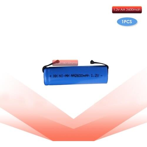 1pc 1.2V AA 2600mah 2A ni-mh rechargeable battery cell blue shell with tabs pins Braun electric shaver toothbrush