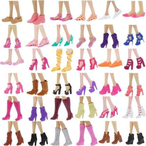 10 Pairs Random Doll Shoes High Quality Flat Sandal High Heels Shoes Boots Casual WearAccessories for Barbie Doll 12'' Kids Toy