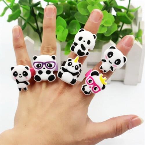 10pcs Unicorn Party Baby Shower Kids Ring Flamingo Party Silicone Children Ring Birthday Party Decoration Panda Ring-7