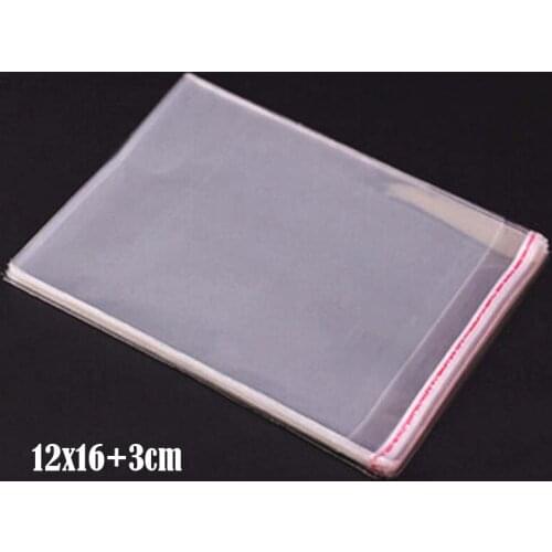 1500 Pcs 12*16cm+3cm Transparent Self Adhesive Seal Poly Plastic Bags Crystal Clear Cellophane Cello Gift Bag