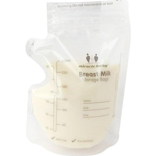 60 Piece Breastmilk Storage Bags 250ml Breastfeeding Freezer Storage Container Bags for Breast Milk Baby Safe Feeding Bags