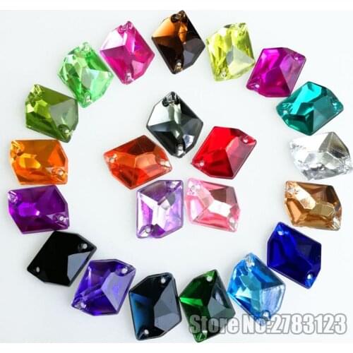 50pcs 14x17mm 17x22mm Ice shape High quality Acryl sew on rhinestones with two holes,diy/clothing accessories