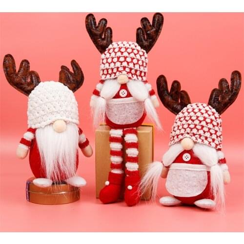 Faceless Gnome Plush Doll Christmas Decorations 2021 Funny Standing Pendant Elk Horn Home Decor Office Desk Ornaments Xmas Gift