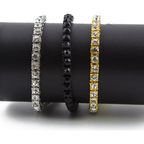 Men Bracelets AAA Rhinestone Bracelet 5mm Tennis Chain Bracelet One Row Bracelet Hip Hop Jewelry Joy Gifts Three Colors