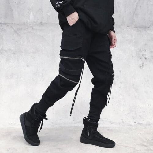 High Street Harem Pants Men Hip Hop Fashion Trending Slim Pencil Trousers Fitness Outdoor Streetwear Cargo Clothing for Male