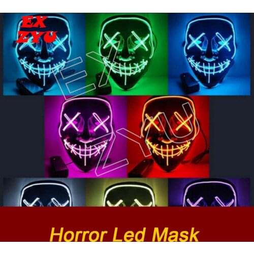 EX ZYU Horror Led Mask Halloween Party Masque real escape room game Neon Maske Light Glow In The Dark