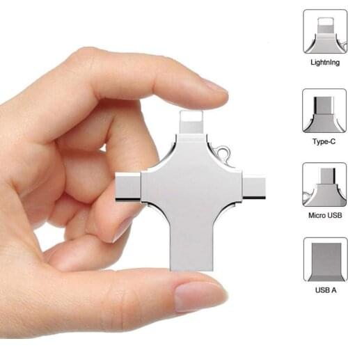 4 in 1 Type-C OTG USB Flash Drive 16GB 32GB Pendrive 64GB USB Stick 128GB 256GB Memory Stick For iPhone Android PC 256 GB