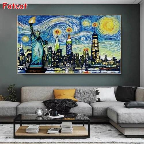 Graffiti Art Van Gogh diy Diamond Painting landscape 5D Full Square/Round new york building diamond Embroidery wall decor PP1876