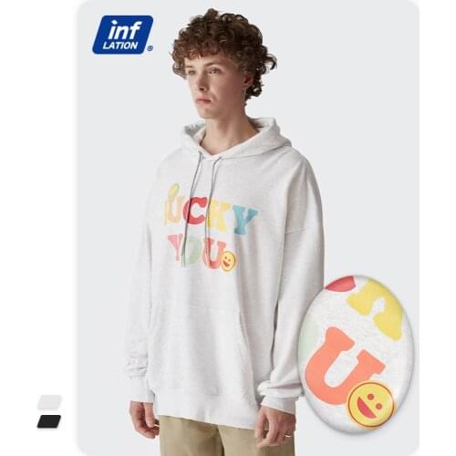 INFLATION Harajuku Oversized Hoodies Men Streetwear Hip Hop Pullovers 2021 Trendy Matching Hoodie Couple Lucky Hooded Sweatshirt