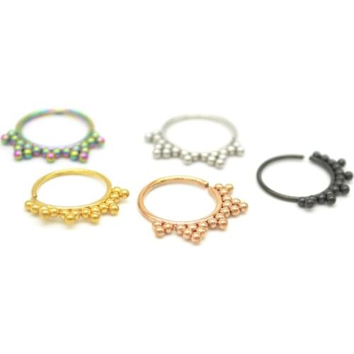 Hoop Nose Ring Septum Stainless Steel Nose Piercing Body Jewelry Ball Mixed Colors Wholesale