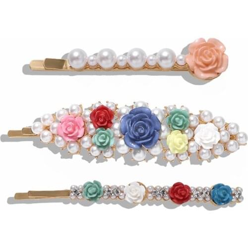 KOMi Fashion ZA Hair Jewelry Simulated Pearl Hair Pins Sets for Women Flower Knot-bow Hair Clips Barrettes Korean Style