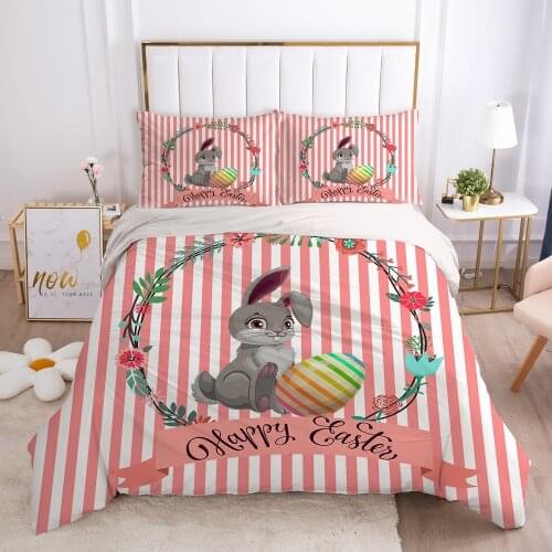 2/3pcs Duvet cover set pillow case Bedding set Queen King Euro Bed linens 220x240 140x200 240x260 Bed set Eastey Pink bunny