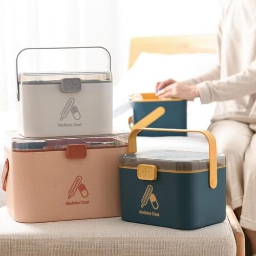 Layered Thickened Medicine Box Large Capacity Home Multi-layer Home Care Portable First-aid Medicine Box Storage Case Container