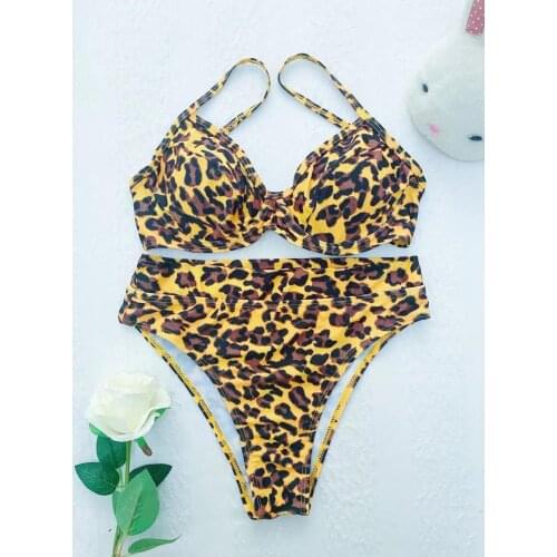 Blue Color Swimsuit Leopard Print Bikini Ladies Swimsuits Outdoor Two Piece Bathing Suit New Bodysuit Women Swimwear