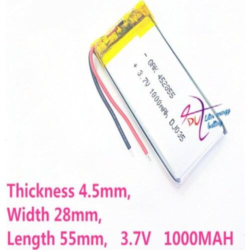 Best battery brand 452855 3.7V,1000mAH 503055 PLIB; polymer lithium ion / Li-ion battery for dvr,GPS,mp3,mp4,cell phone