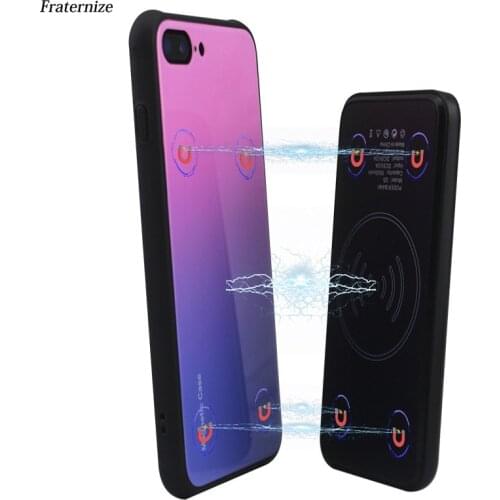 Magnetic Wireless charger Case For iPhone 8 Plus External Power Bank Battery Charging Case For iPhone X XS Tempered glass Cover