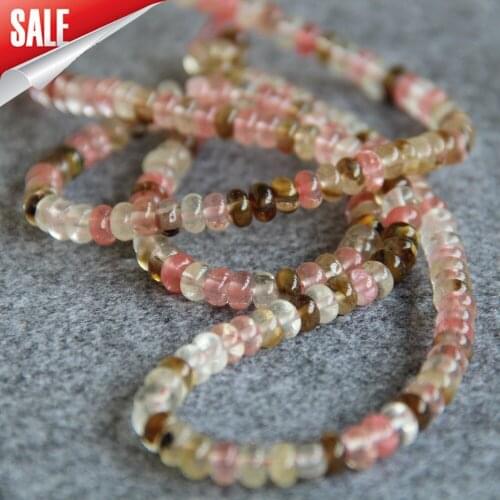 Min Order1) 4*6mm Multicolor Pink&White Watermelon Tourmaline Chalcedony Loose Beads Ornaments 15inch DIY Jewelry Making Design