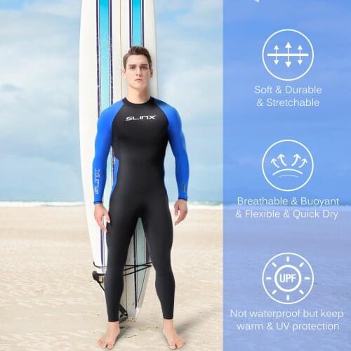 Men Full Body Wetsuit Long Sleeves Diving Suit Summer Swimming Scuba Snorkeling Surfing Swimsuit Equipment