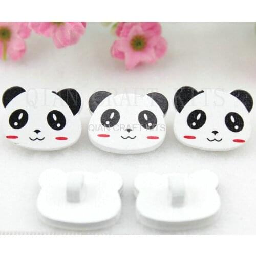 Set of 100pcs panda animal lovely kawaii wood wooden sewing shank buttons for DIY handicraft 24*23mm-MK0216