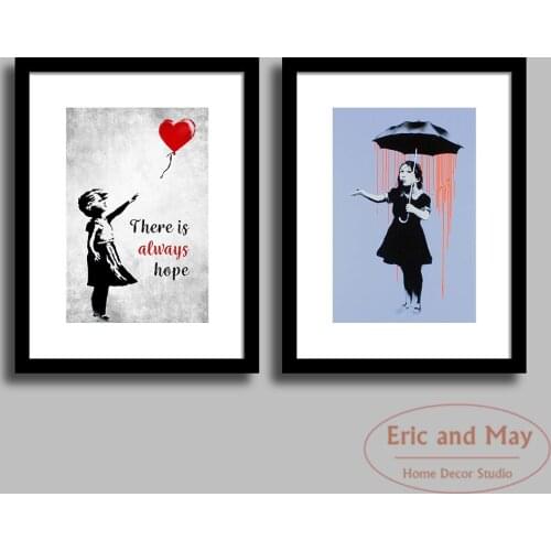 Banksy Graffiti Street Posters And Prints Canvas Painting Wall Art Picture Abstract Girl With Balloon Decorative Home Decor