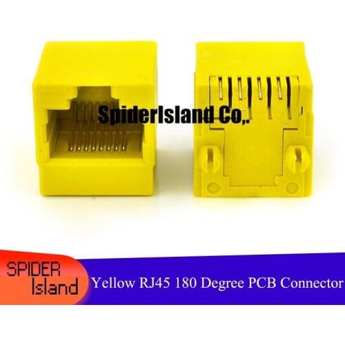 RJ45 Socket 5224-8P8C Vertical Plastic Yellow 180 Degree Network Interface Crystal Head Female Rj45 Connector 200pcs/lot